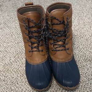 Lands' End Brown and Blue Winter Boots with Waterproof Design